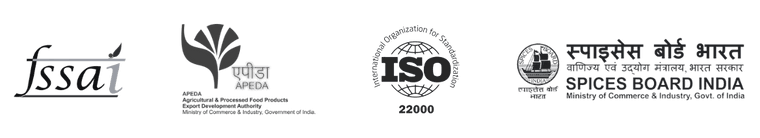 FSSAI, APEDA, ISO 22000, Spice Board of India and US FDA certification marks